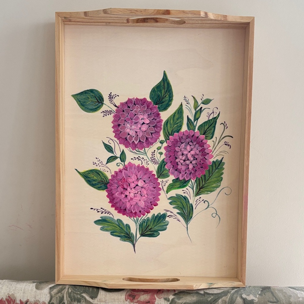 Floral Wooden Serving Tray